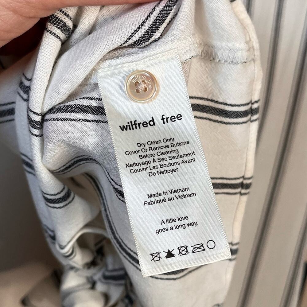 NWT ARITZIA Wilfred Stripe Tie Front Button Up Blouse Medium Coastal - Picture 6 of 7